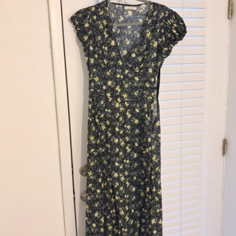 LKNW Doen noir winding blossoms , x-small floral-print midi dressXS - Picture 2 of 6